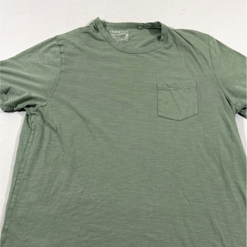 Faherty Sunwashed Organic Cotton Pocket T-Shirt Mens Short Sleeve Slub Tee Sz XL - Picture 2 of 10